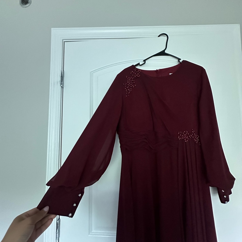Fully Lined Long Sleeve Evening Gown